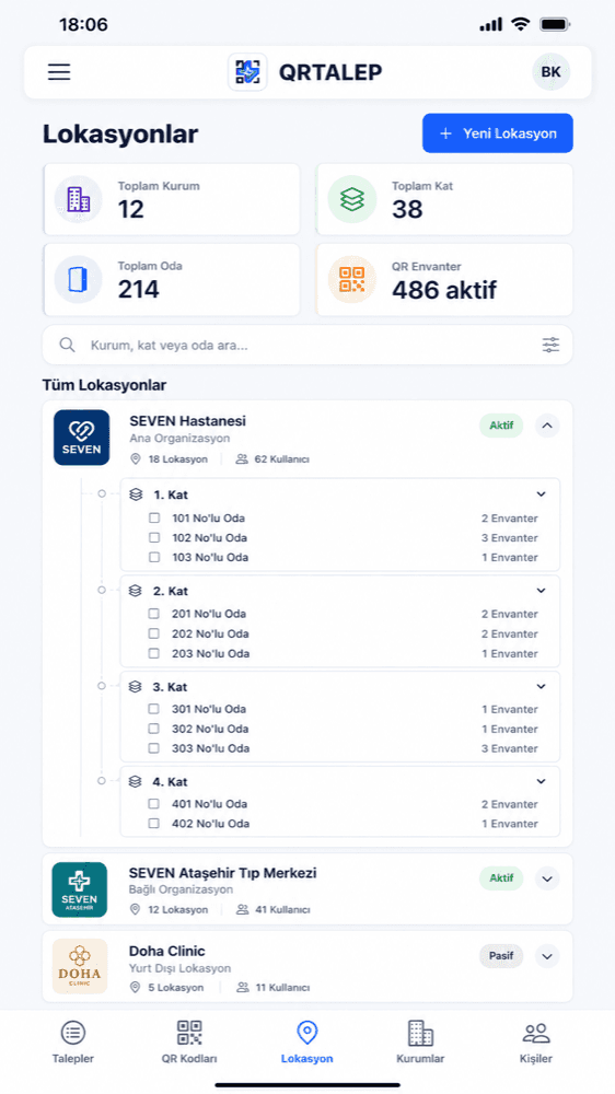 QRTalep · field worker task detail and status update