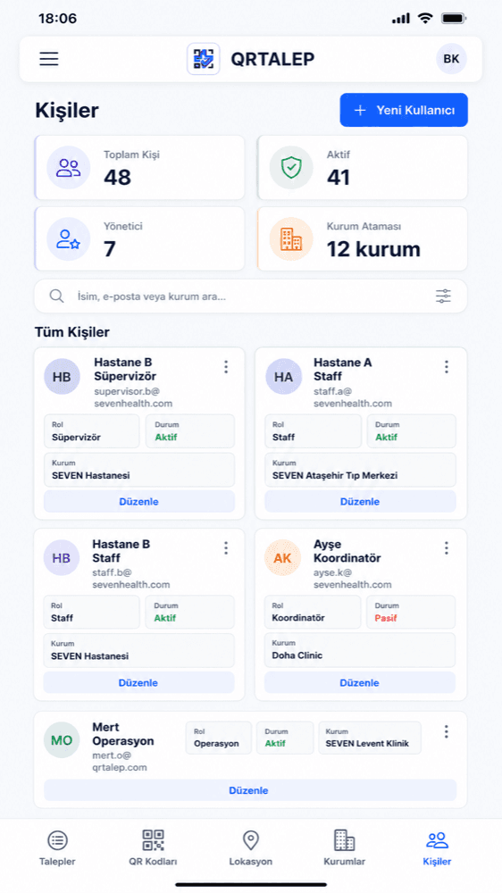 QRTalep · manager approval and audit trail view